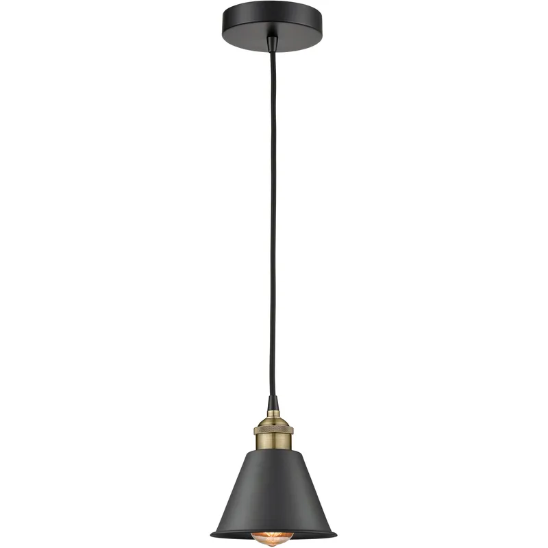 Smithfield 1 Light 6.5 inch Black Antique Brass Mini Pendant Ceiling Light in Matte Black