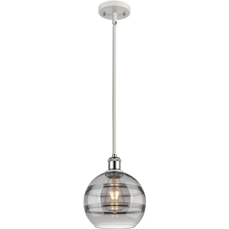 Ballston Rochester 1 Light 8 inch White Polished Chrome Stem Hung Mini Pendant Ceiling Light