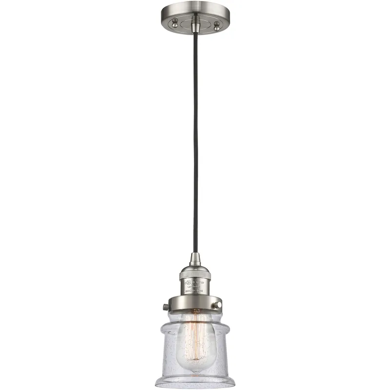 Franklin Restoration Canton 1 Light 6 inch Brushed Satin Nickel Mini Pendant Ceiling Light in Incandescent, Seedy, Franklin Restoration