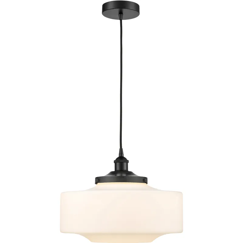 Bridgeton 1 Light 16 inch Matte Black Mini Pendant Ceiling Light in Matte White Glass