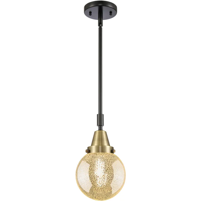 Beacon 1 Light 6 inch Black Antique Brass Mini Pendant Ceiling Light in Mercury Glass