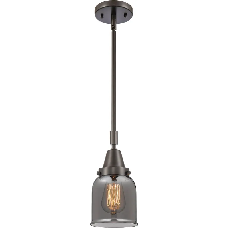 Franklin Restoration Small Bell LED 5 inch Oil Rubbed Bronze Mini Pendant Ceiling Light in Plated Smoke Glass