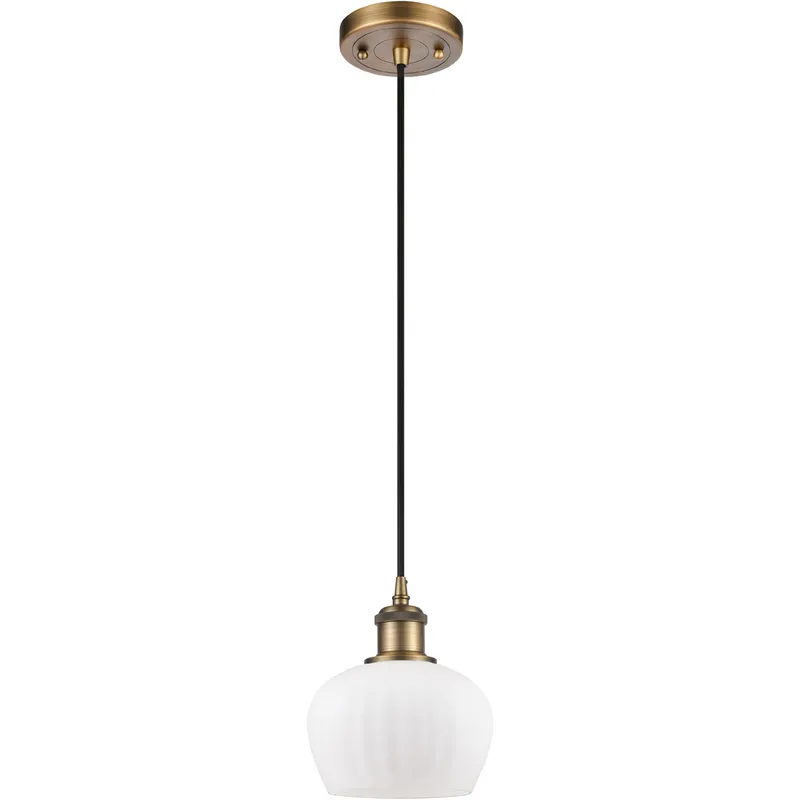 Ballston Fenton 1 Light 7 inch Brushed Brass Mini Pendant Ceiling Light in Matte White Glass, Ballston