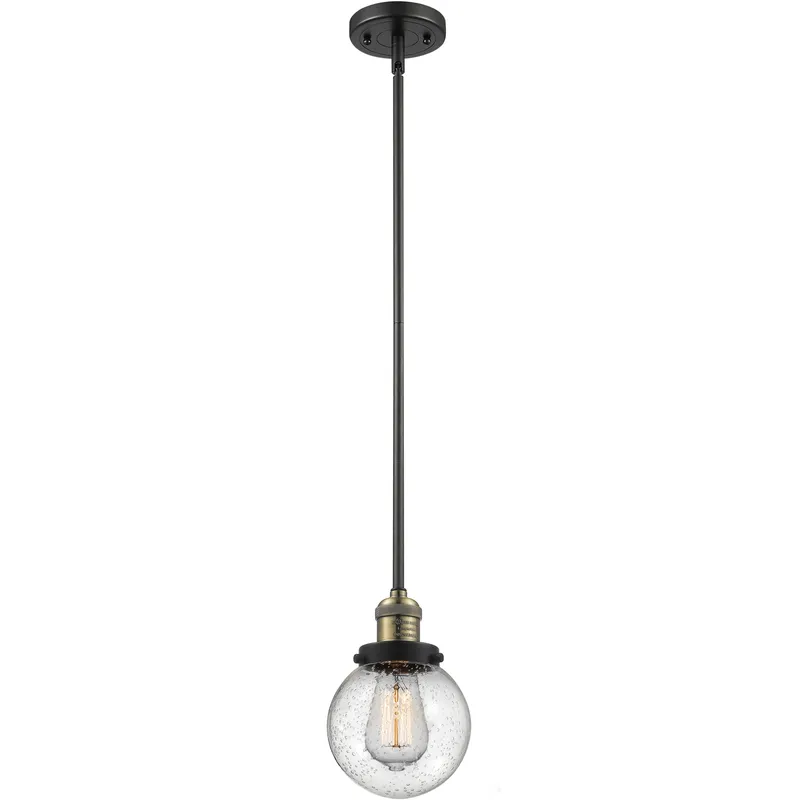 Franklin Restoration Beacon 1 Light 6 inch Black Antique Brass Mini Pendant Ceiling Light in Incandescent, Seedy, Franklin Restoration