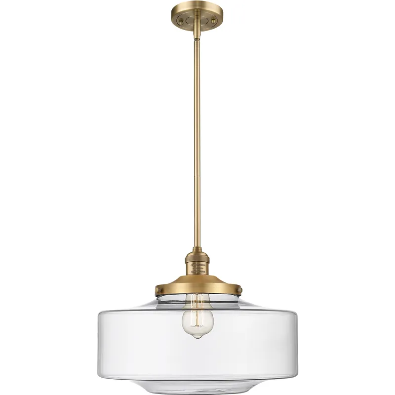 Franklin Restoration Bridgeton 1 Light 11.75 inch Brushed Brass Mini Pendant Ceiling Light in Incandescent, Clear