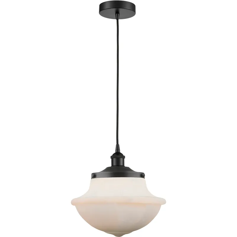 Oxford 1 Light 11.75 inch Matte Black Mini Pendant Ceiling Light in Matte White Glass