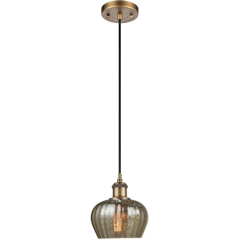 Ballston Fenton 1 Light 7 inch Brushed Brass Mini Pendant Ceiling Light in Mercury Glass, Ballston