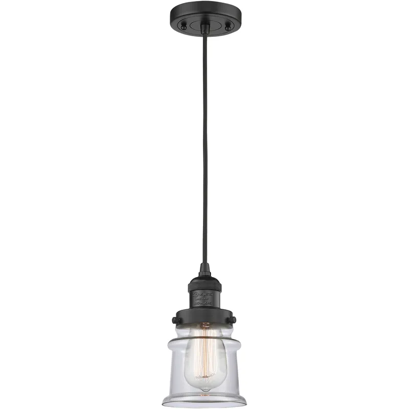 Franklin Restoration Canton 1 Light 6 inch Matte Black Mini Pendant Ceiling Light in Incandescent, Clear, Franklin Restoration