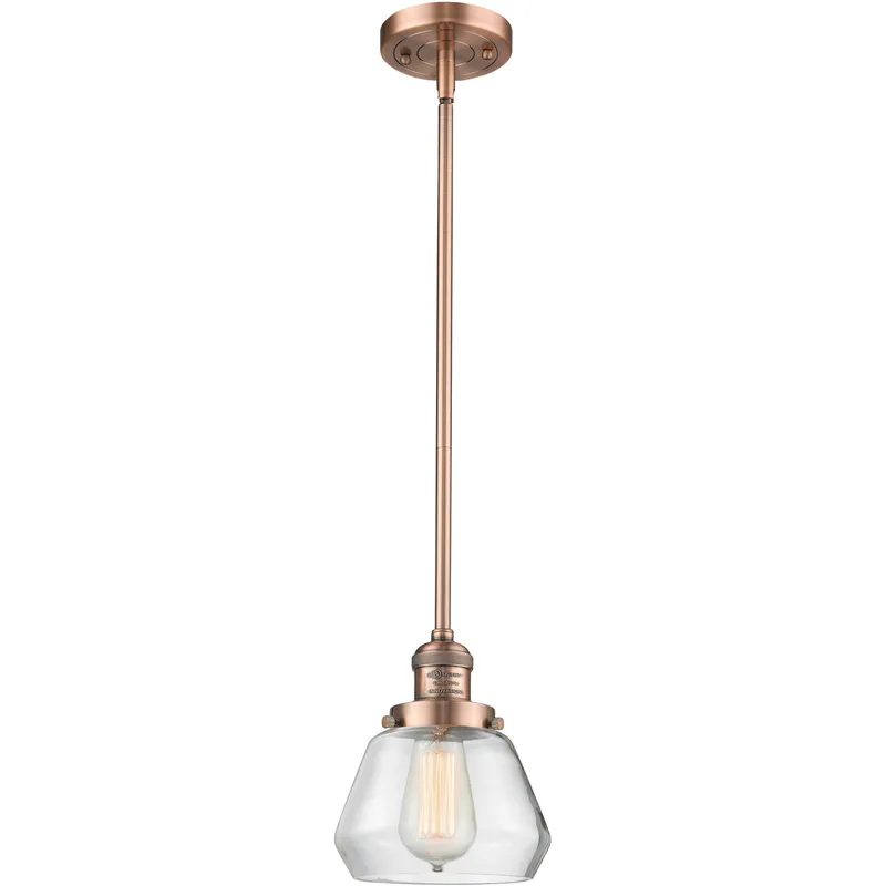 Franklin Restoration Fulton LED 7 inch Antique Copper Mini Pendant Ceiling Light in Clear, Franklin Restoration