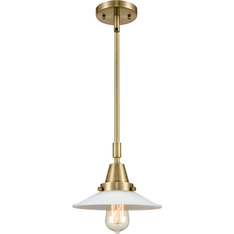 Franklin Restoration Halophane LED 8.5 inch Antique Brass Mini Pendant Ceiling Light in Matte White Halophane Glass