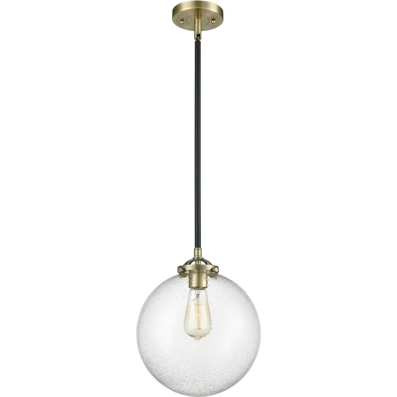 Nouveau Beacon LED 10 inch Black Antique Brass Mini Pendant Ceiling Light in Seedy, Nouveau