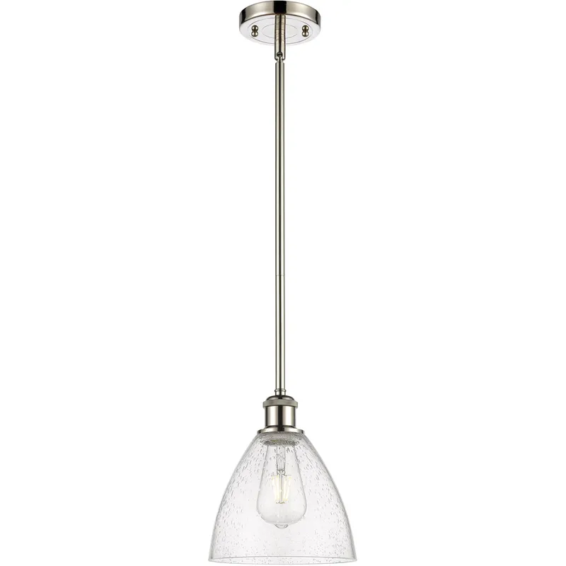 Ballston Dome LED 7.5 inch Polished Nickel Mini Pendant Ceiling Light in Seedy Glass