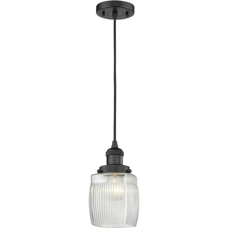 Franklin Restoration Colton 1 Light 6 inch Matte Black Mini Pendant Ceiling Light, Franklin Restoration