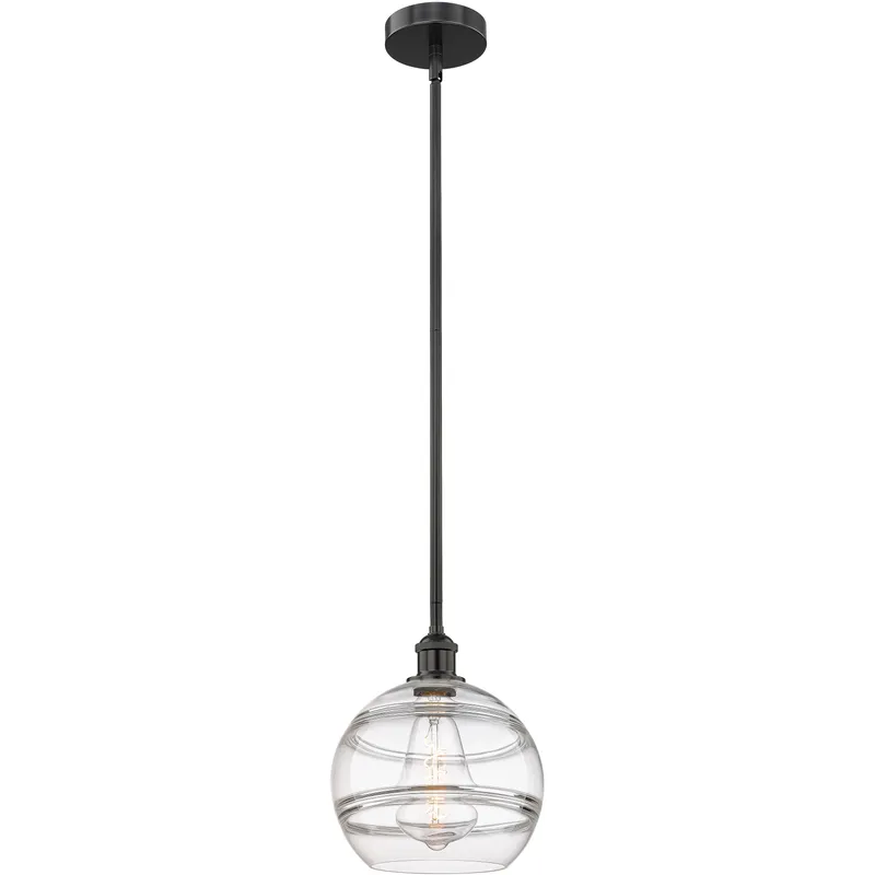 Edison Rochester 1 Light 10 inch Matte Black Stem Hung Mini Pendant Ceiling Light