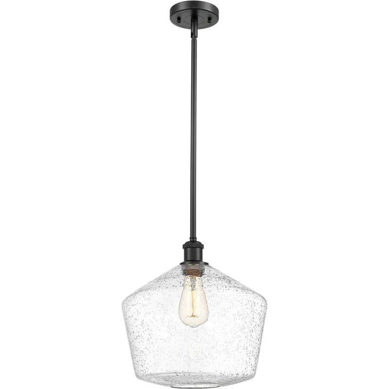 Ballston Cindyrella 1 Light 12 inch Matte Black Mini Pendant Ceiling Light in Incandescent, Seedy Glass