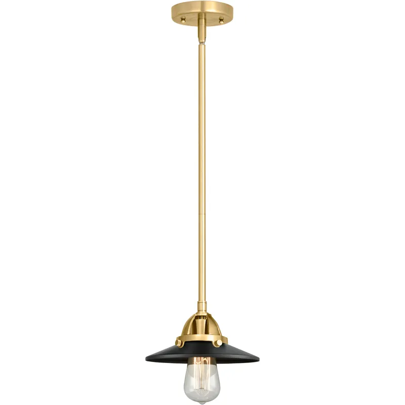 Nouveau 2 Railroad LED 8 inch Satin Gold Mini Pendant Ceiling Light in Matte Black