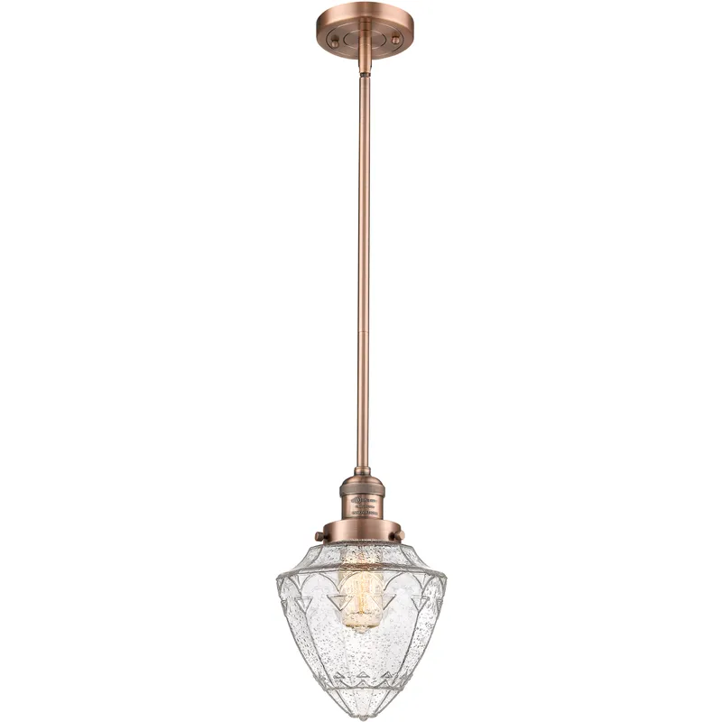 Franklin Restoration Bullet LED 7 inch Antique Copper Mini Pendant Ceiling Light in Seedy