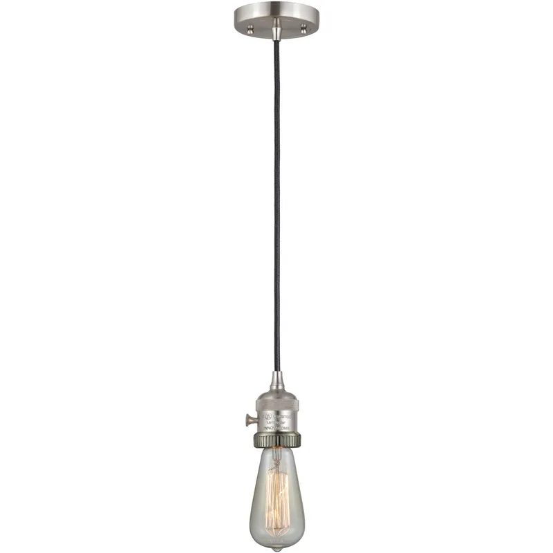 Franklin Restoration Bare Bulb 1 Light 2 inch Brushed Satin Nickel Mini Pendant Ceiling Light in Incandescent