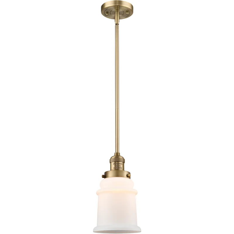 Franklin Restoration Canton 1 Light 6.5 inch Brushed Brass Mini Pendant Ceiling Light in Incandescent, Matte White, Franklin Restoration