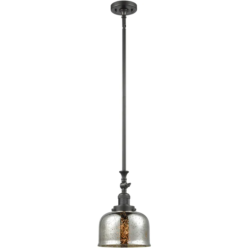 Franklin Restoration Bell LED 8 inch Oil Rubbed Bronze Mini Pendant Ceiling Light in Silver Plated Mercury, Franklin Restoration