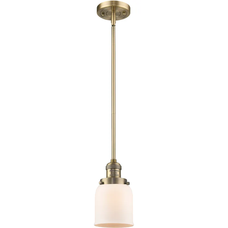 Franklin Restoration Bell 1 Light 5 inch Brushed Brass Mini Pendant Ceiling Light in Incandescent, Matte White, Franklin Restoration