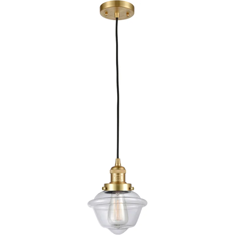 Franklin Restoration Oxford 1 Light 7.5 inch Satin Gold Mini Pendant Ceiling Light in Incandescent, Clear, Franklin Restoration