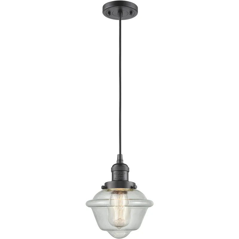 Franklin Restoration Oxford LED 7.5 inch Oil Rubbed Bronze Mini Pendant Ceiling Light in Seedy, Franklin Restoration