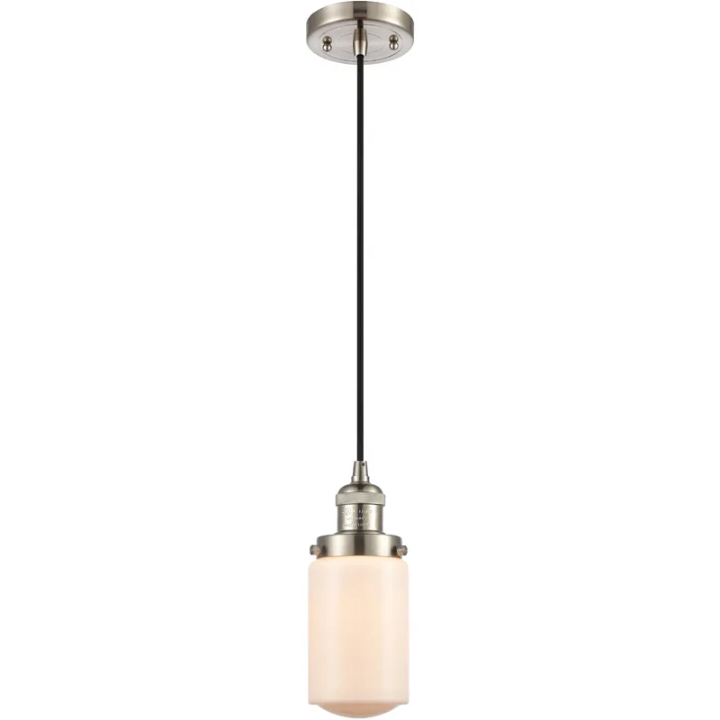 Franklin Restoration Dover LED 5 inch Brushed Satin Nickel Mini Pendant Ceiling Light in Matte White Glass, Franklin Restoration