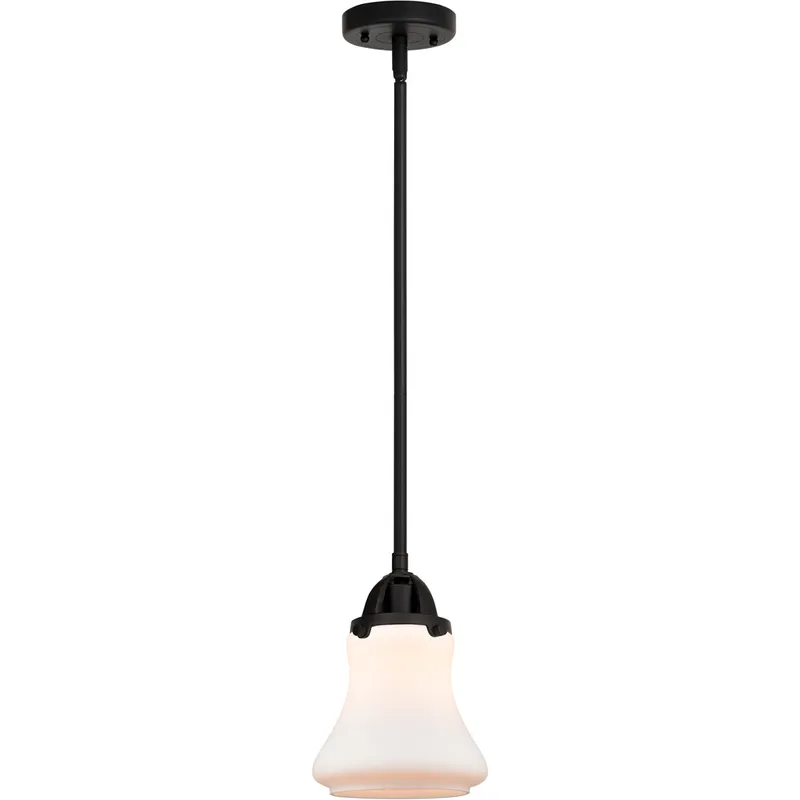 Nouveau 2 Bellmont 1 Light 6 inch Matte Black Mini Pendant Ceiling Light in Matte White Glass