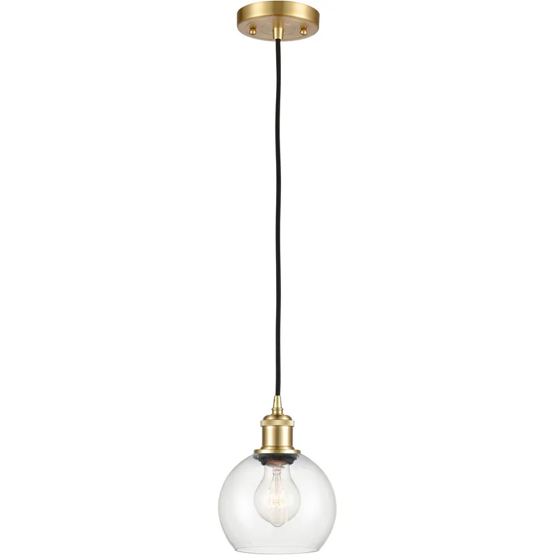 Ballston Athens 1 Light 6 inch Satin Gold Mini Pendant Ceiling Light in Clear Glass