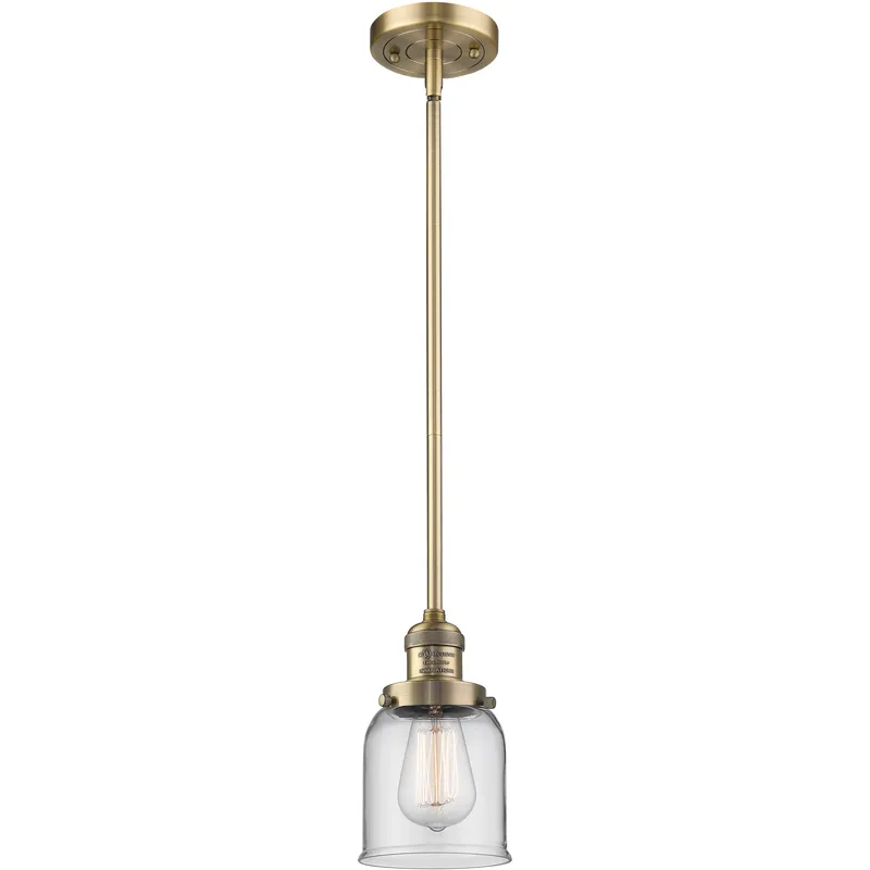 Franklin Restoration Bell 1 Light 5 inch Brushed Brass Mini Pendant Ceiling Light in Incandescent, Clear, Franklin Restoration