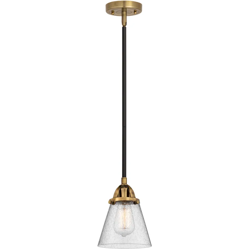 Nouveau 2 Cone 1 Light 6.25 inch Black Antique Brass Mini Pendant Ceiling Light in Incandescent, Seedy