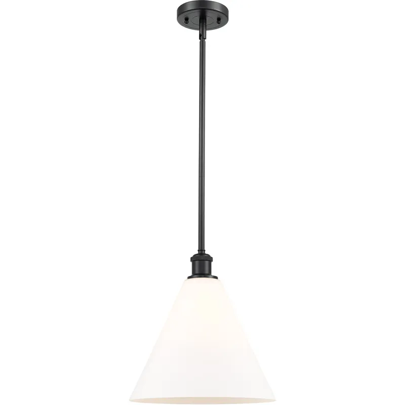 Ballston Cone 1 Light 12 inch Matte Black Mini Pendant Ceiling Light in Matte White Glass