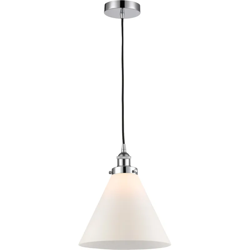 Edison Cone 1 Light 12 inch Polished Chrome Mini Pendant Ceiling Light