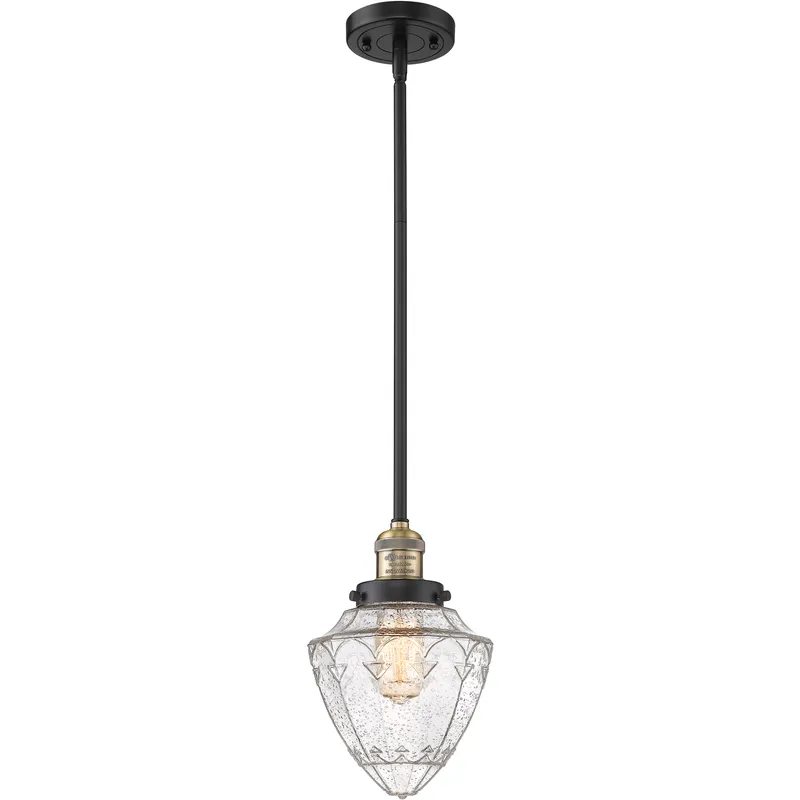 Franklin Restoration Bullet LED 7 inch Black Antique Brass Mini Pendant Ceiling Light in Seedy