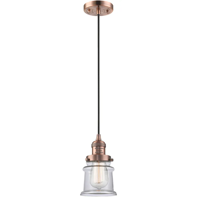Franklin Restoration Canton 1 Light 6 inch Antique Copper Mini Pendant Ceiling Light in Incandescent, Clear, Franklin Restoration