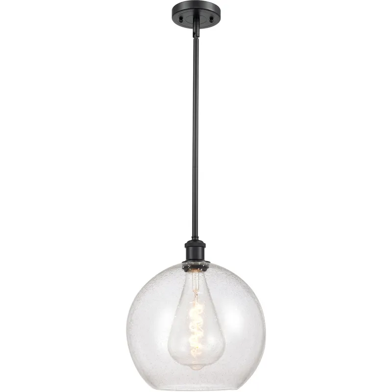 Ballston Athens 1 Light 12 inch Matte Black Mini Pendant Ceiling Light in Seedy Glass