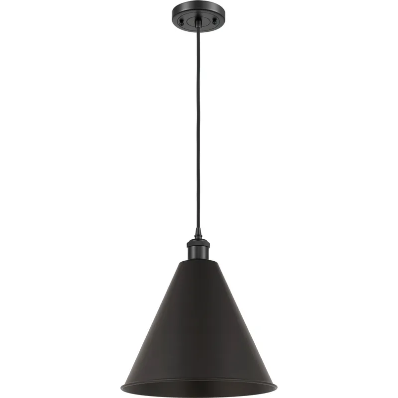 Ballston Cone LED 16 inch Matte Black Mini Pendant Ceiling Light