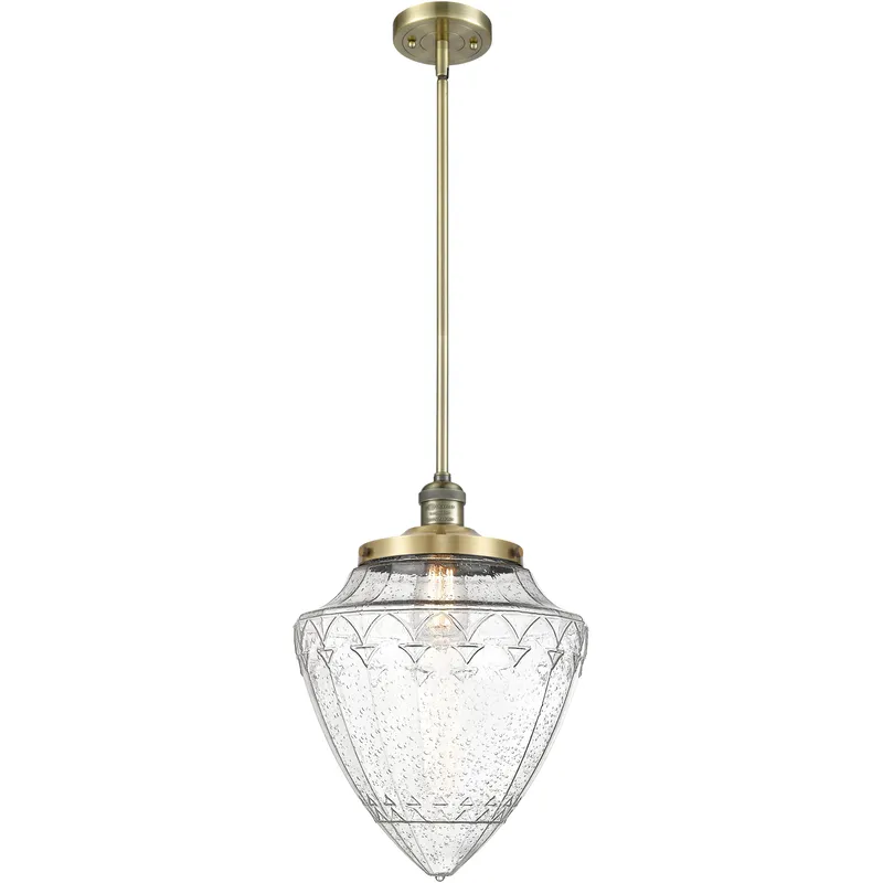 Franklin Restoration Bullet 1 Light 12 inch Antique Brass Mini Pendant Ceiling Light in Incandescent, Seedy