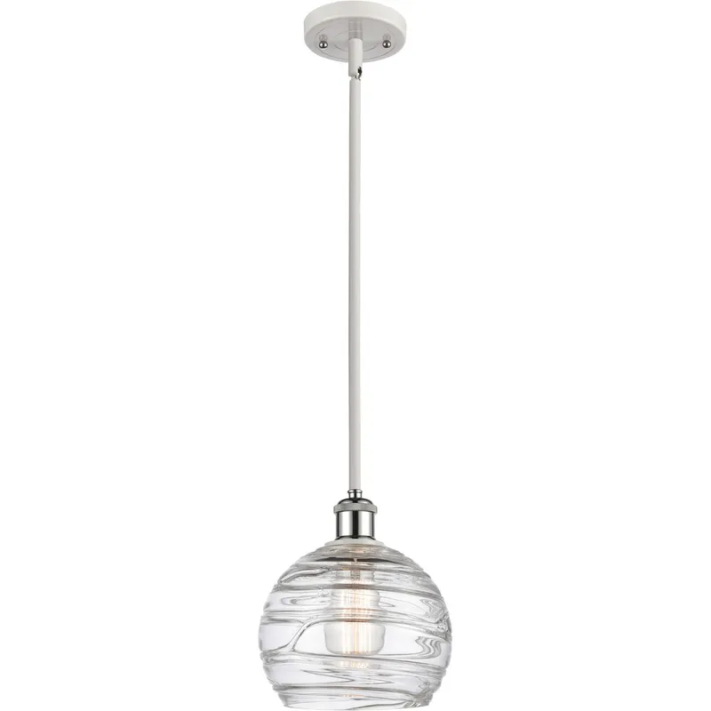 Ballston Deco Swirl 1 Light 8 inch White and Polished Chrome Pendant Ceiling Light, Ballston