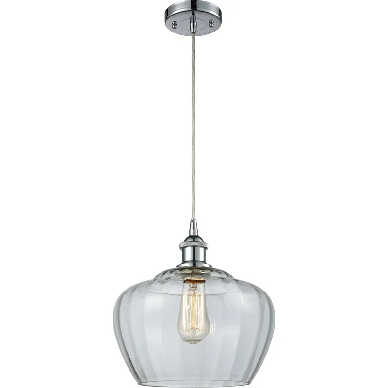 Ballston Large Fenton 1 Light 11 inch Polished Chrome Mini Pendant Ceiling Light in Clear Glass, Ballston
