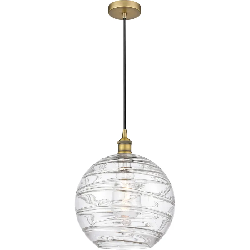 Edison Athens Deco Swirl 1 Light 12 inch Brushed Brass Mini Pendant Ceiling Light