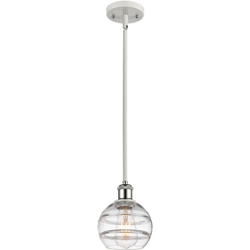 Ballston Rochester 1 Light 5.88 inch White Polished Chrome Stem Hung Mini Pendant Ceiling Light