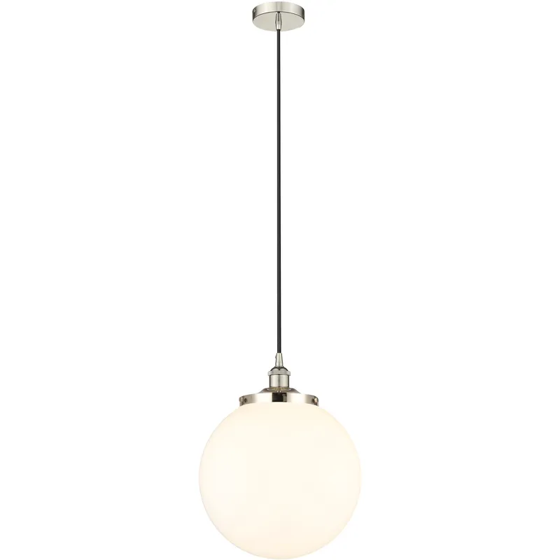 Beacon 1 Light 13.75 inch Polished Nickel Mini Pendant Ceiling Light in Matte White Glass