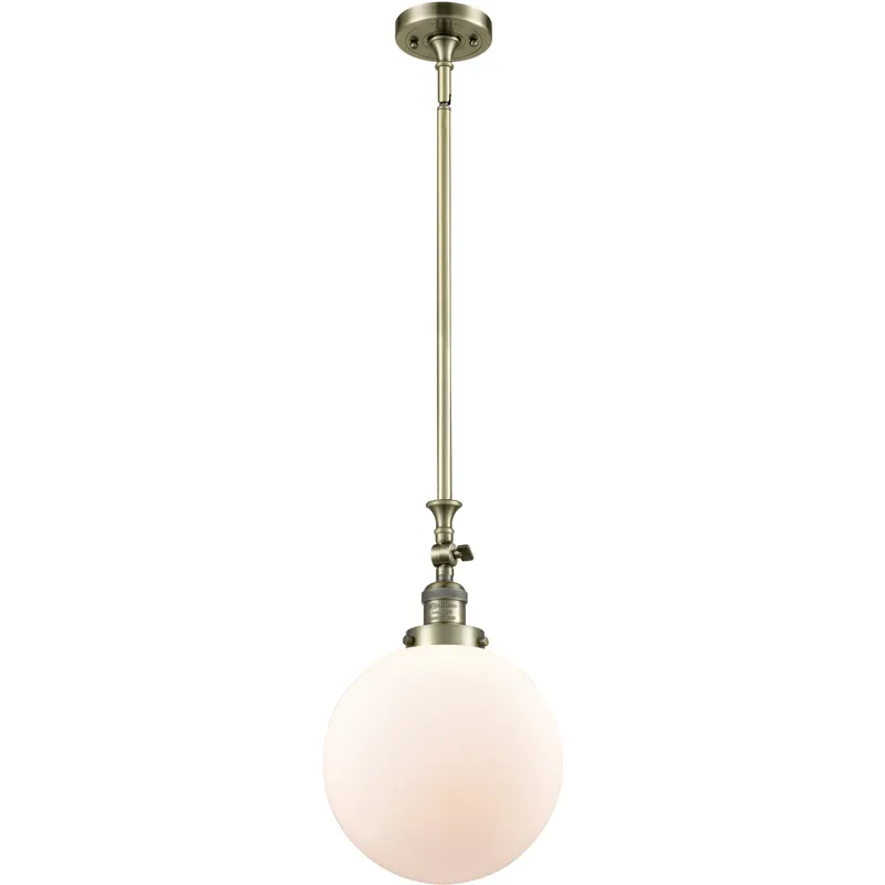 Franklin Restoration Beacon LED 10 inch Antique Brass Mini Pendant Ceiling Light in Matte White, Franklin Restoration