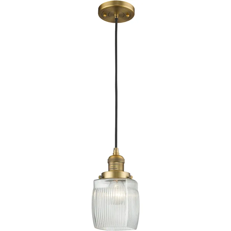 Franklin Restoration Colton 1 Light 6 inch Brushed Brass Mini Pendant Ceiling Light, Franklin Restoration
