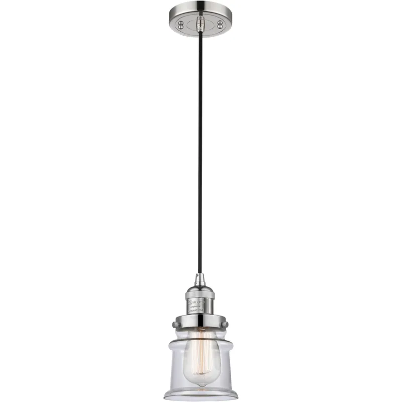 Franklin Restoration Canton LED 6 inch Polished Nickel Mini Pendant Ceiling Light in Clear, Franklin Restoration