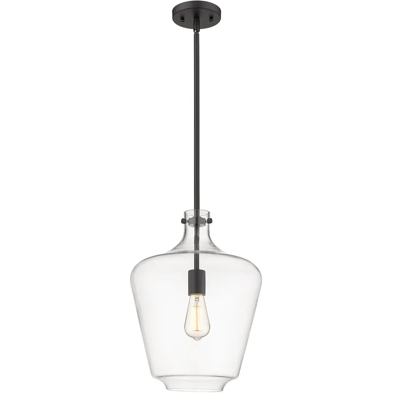 Lowell 1 Light 12 inch Matte Black Mini Pendant Ceiling Light in Clear Glass