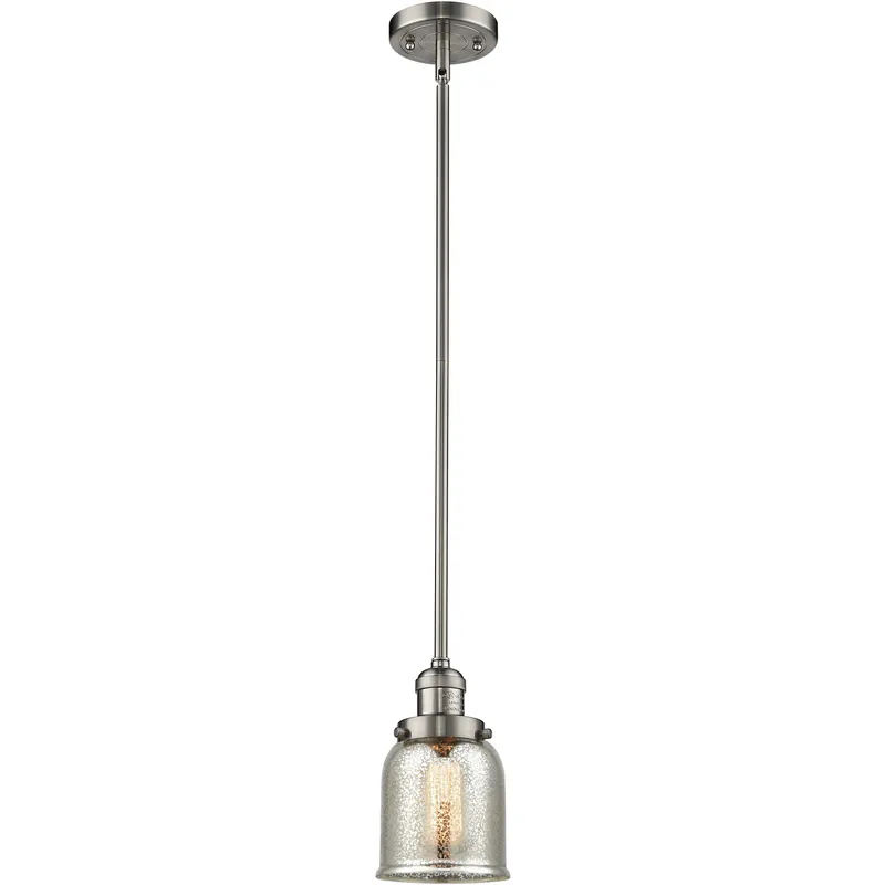 Franklin Restoration Bell LED 5 inch Brushed Satin Nickel Mini Pendant Ceiling Light in Silver Plated Mercury, Franklin Restoration