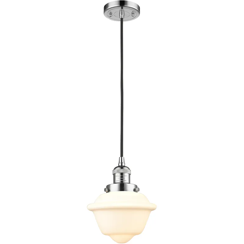 Franklin Restoration Oxford LED 7.5 inch Polished Chrome Mini Pendant Ceiling Light in Matte White, Franklin Restoration